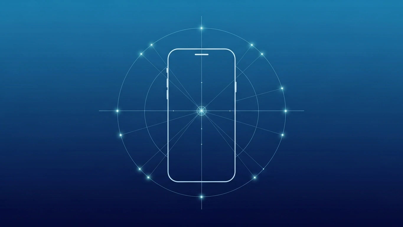 A phone outline surrounded by a glowing data network, indicating if my phone has been hacked.