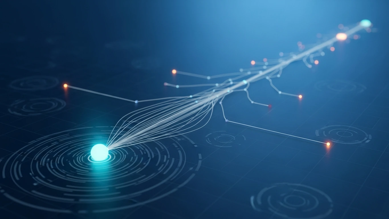 Abstract data flow illustrates tracking IP address evidence in criminal investigations.