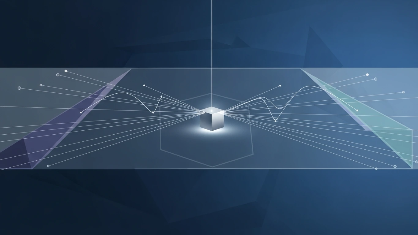 Abstract data connections flowing from a glowing cube, representing IP address lookups.