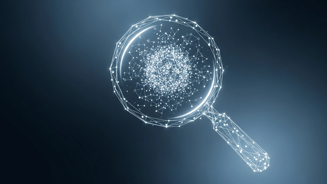 Digital magnifying glass revealing a network of data for comprehensive background checks.